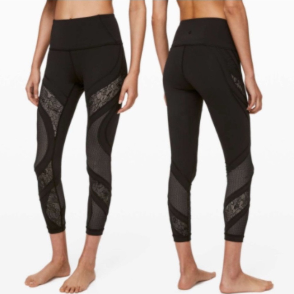 Lululemon Wunder Under High-Rise Tight 25”Lace In Black Size 8